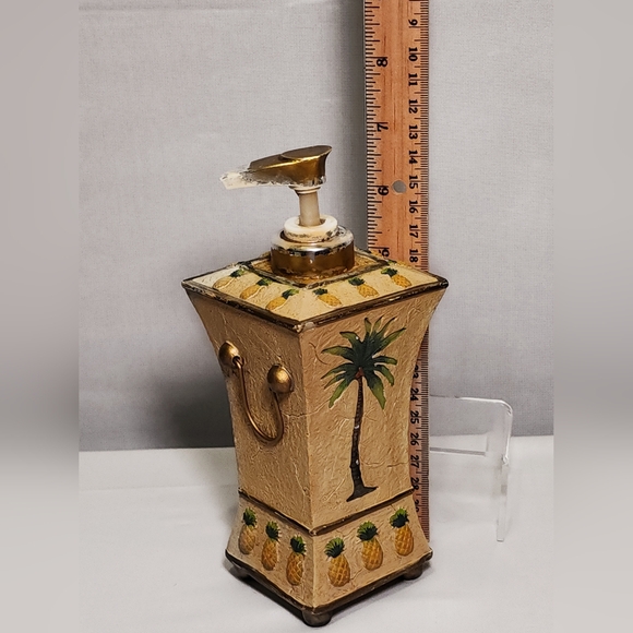 Vint/Mint 8pc Etched Palm Tree w/gold trim + name brand + heavy in weight - Picture 10 of 13